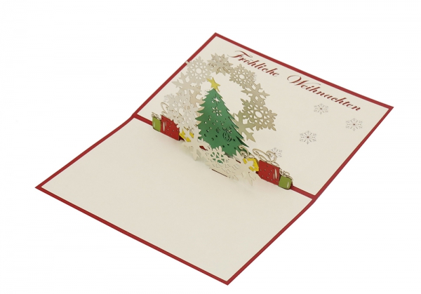 3D Karte Weihnachtsbaum mit Schneeflocken